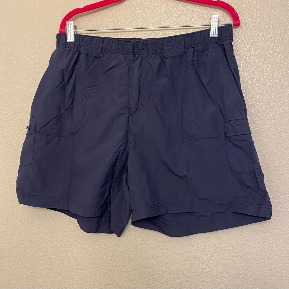 COLUMBIA woman’s navy blue nylon pull on hiking fishing shorts 6” plus size 1X